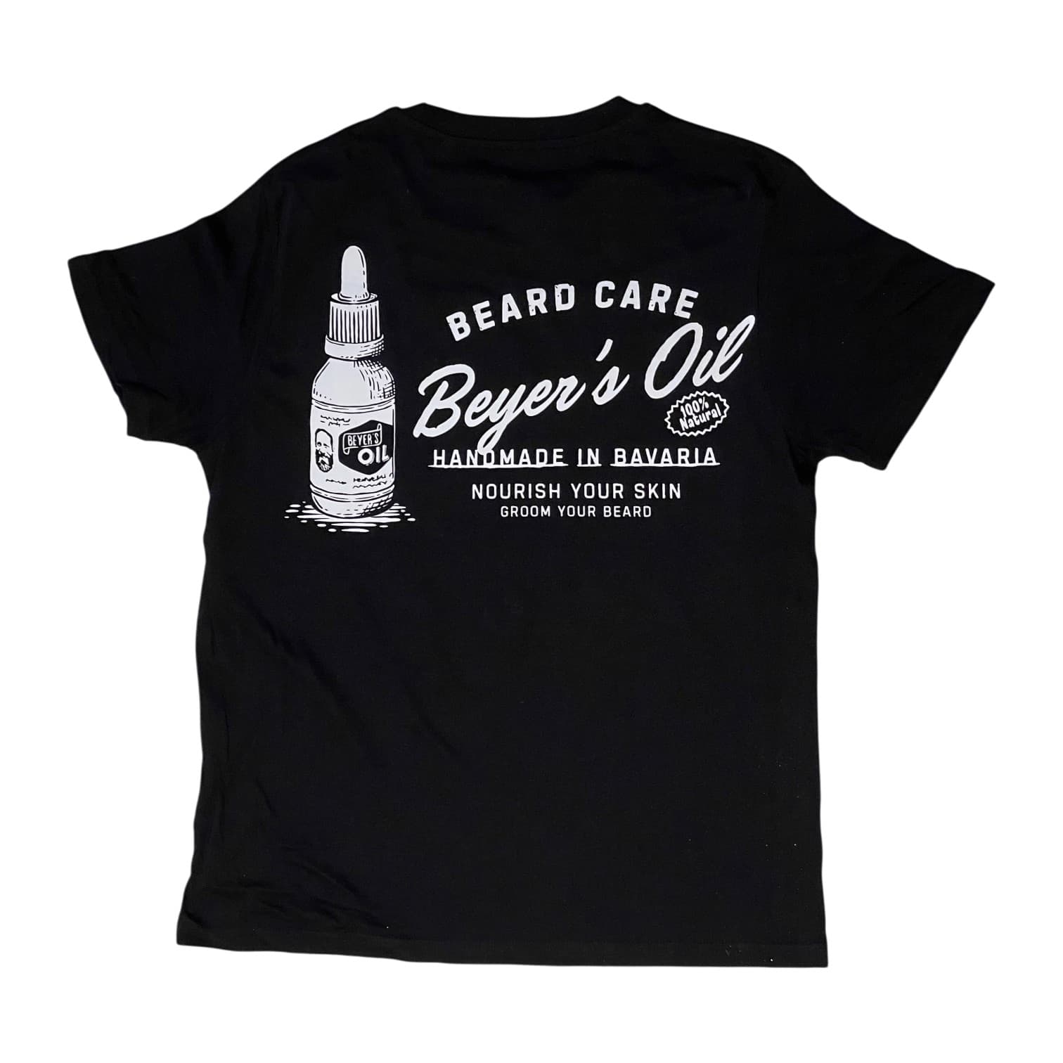 Beyer’s Oil Tshirt Bottle Black Back